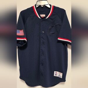 Mitchell & Ness NBA Licensed Navy Cleveland Jersey.